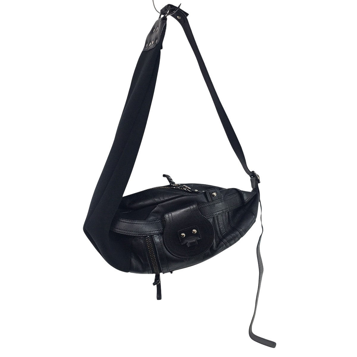 Panelled Asymmetric Leather Shoulder Bagレザー ネオプレン パネル 切替 ショルダー バッグ 鞄