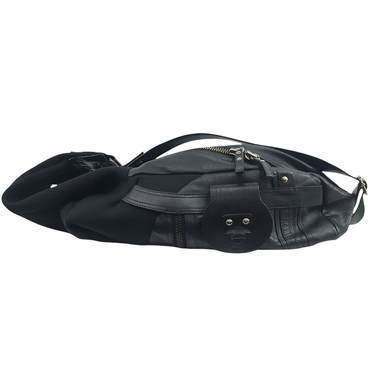 Panelled Asymmetric Leather Shoulder Bagレザー ネオプレン パネル 切替 ショルダー バッグ 鞄