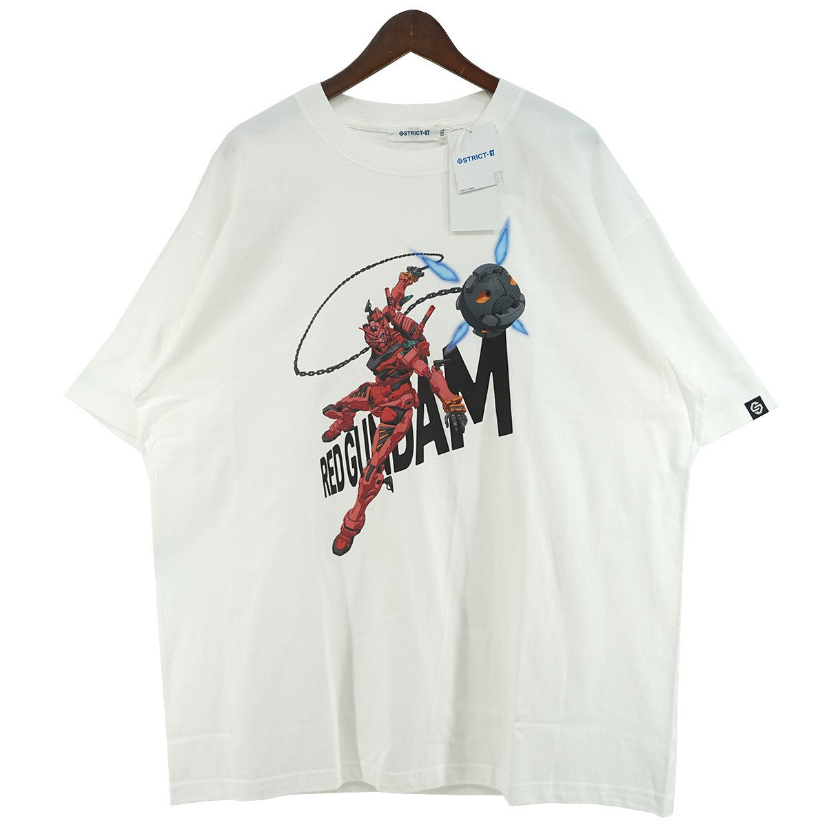 25SS 機動戦士Gundam GQuuuuuuX MS柄  RED GUNDAMジークアクス ガンダム モビルスーツ 鉄球 タイポグラフィ ロゴ ピスネーム Tシャツ