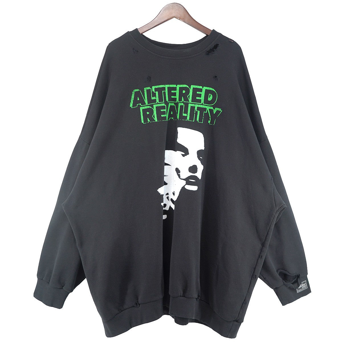 2AW DESTROYED CREW NECK SWEAT ALTERED REALITY PRINTデストロイ ダメージ 加工 ロゴパッチ オーバーサイズ スウェット トレーナー