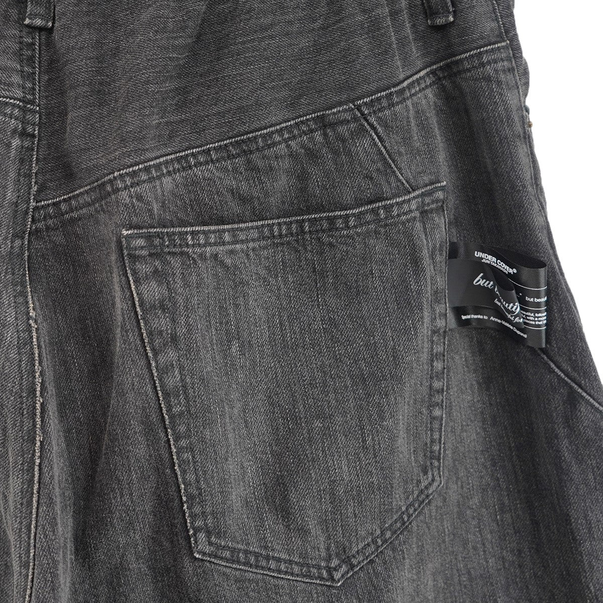 26SS but beautiful期 オマージュ ウォッシュ ダメージ Vintage ヴィンテージ加工 パネルデザインビッグフラッグタグ イージー ワイド ハーフ パンツ デニム ショーツ