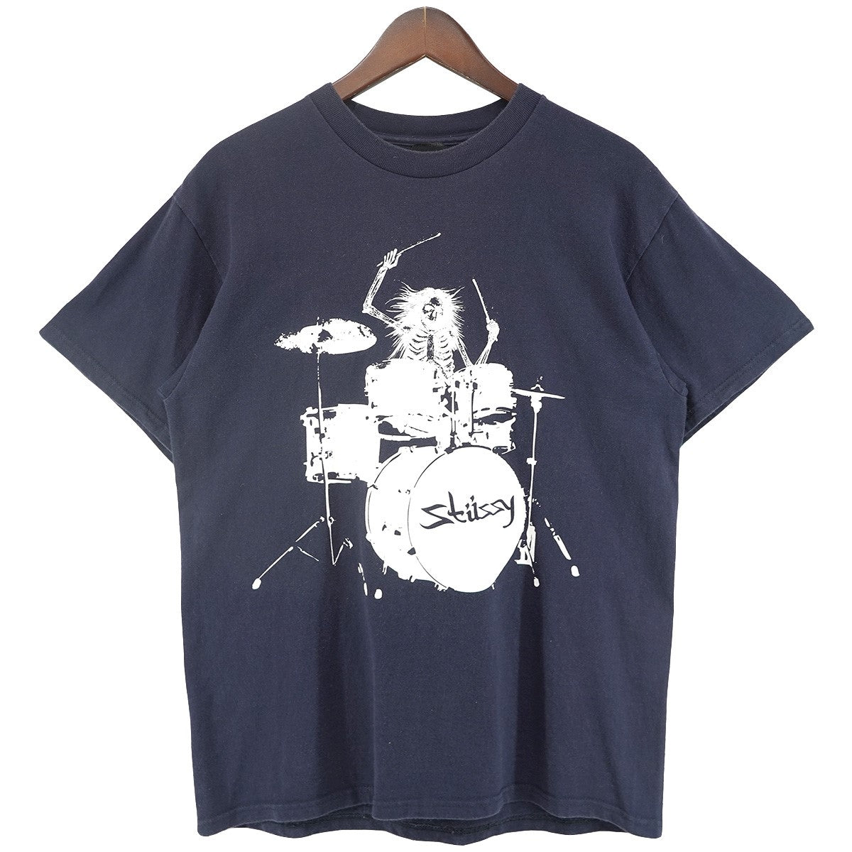 02〜03s Skeleton Drummer Tee オールドステューシー OLD STUSSYスケルトン ドラマー ショーンフォント ロゴ 黒タグ 半袖 Tシャツ