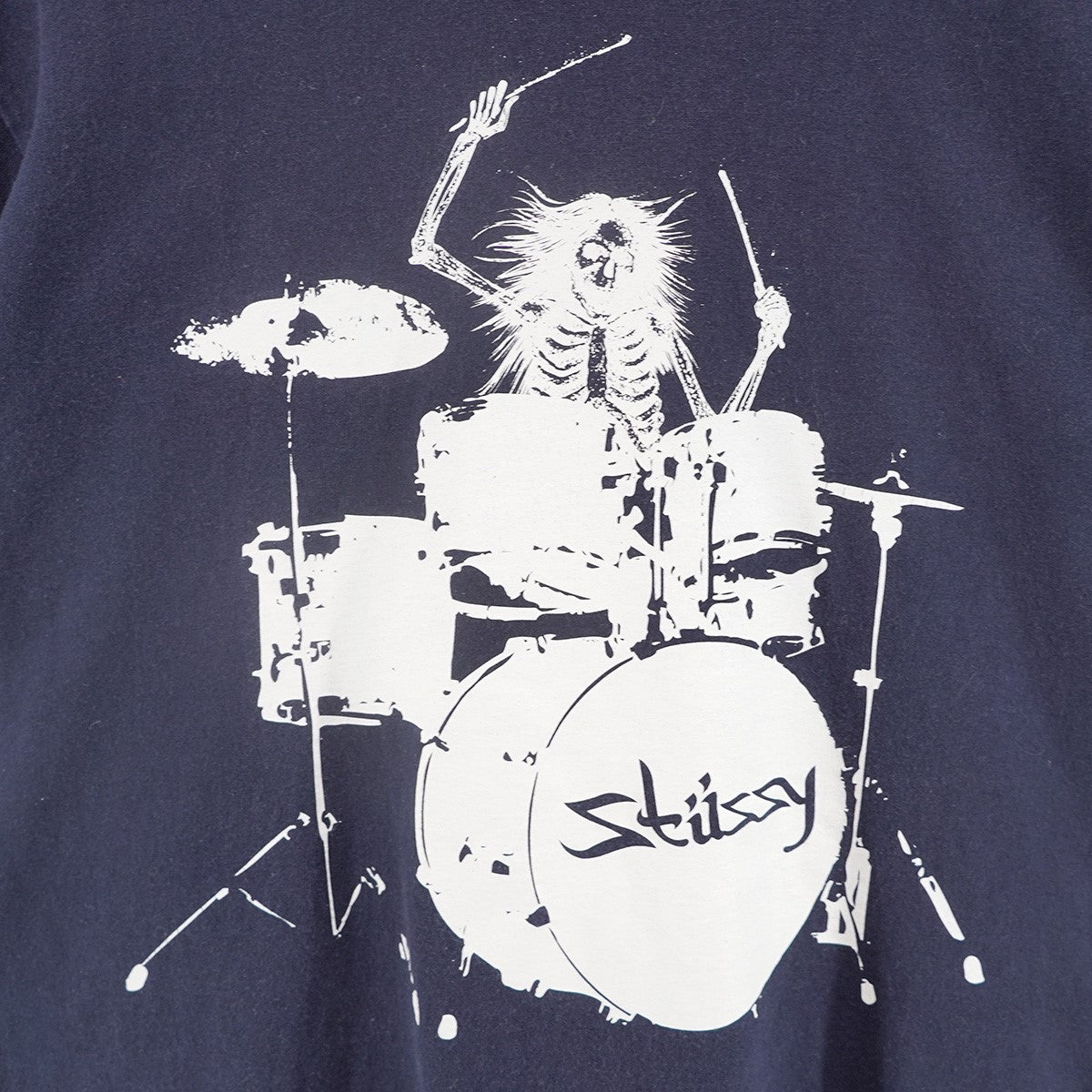 02〜03s Skeleton Drummer Tee オールドステューシー OLD STUSSYスケルトン ドラマー ショーンフォント ロゴ 黒タグ 半袖 Tシャツ