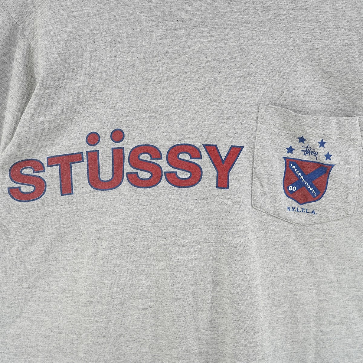 98s CREST POCKET RINGER TEE オールドステューシー シールド クレストアーチ ロゴ SSリンク グラフィック ポケット 8ナンバリング プリント リンガー 半袖 Tシャツ