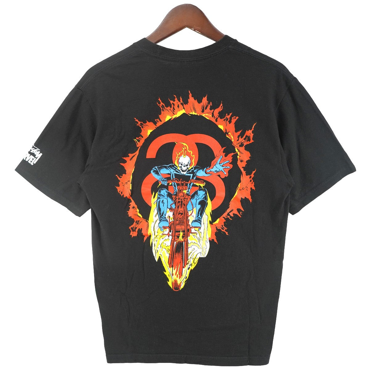 11SS × MARVEL COMICS Ghost Rider S／S Tee コラボゴーストライダー スカル フレア バイク SSリンク Wネーム  ロゴ 袖プリント 半袖 Tシャツ