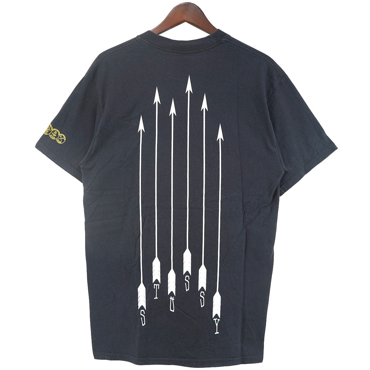 06〜07s INTERNATHIONAL STUSSY TRIBE KUKRI T-SHIRT／Tribe World Wideトライブ ククリナイフ アロー 矢 ロゴ 袖プリント 半袖 Tシャツ