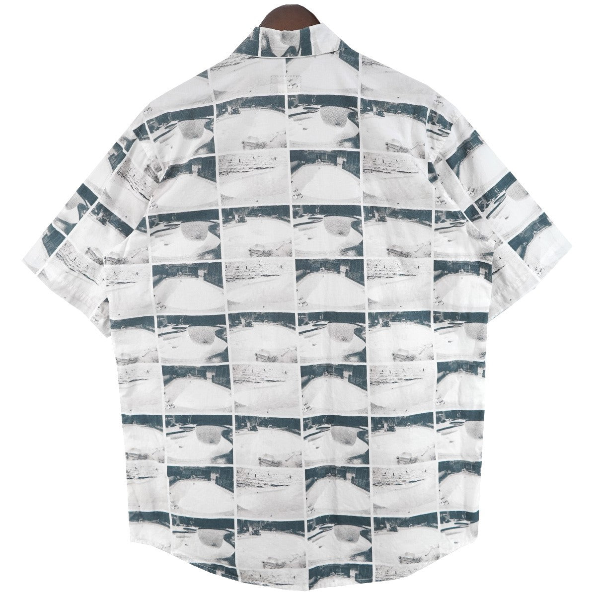00s 02SS Pool Print S／S  Skate Pool Panel Photo Shirt総柄 プールスケート グリッド フォト ロゴ Old オールド 半袖 シャツ