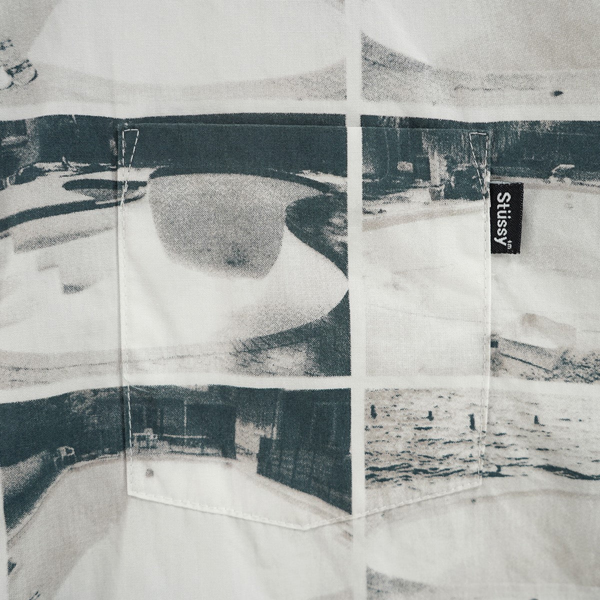 00s 02SS Pool Print S／S  Skate Pool Panel Photo Shirt総柄 プールスケート グリッド フォト ロゴ Old オールド 半袖 シャツ