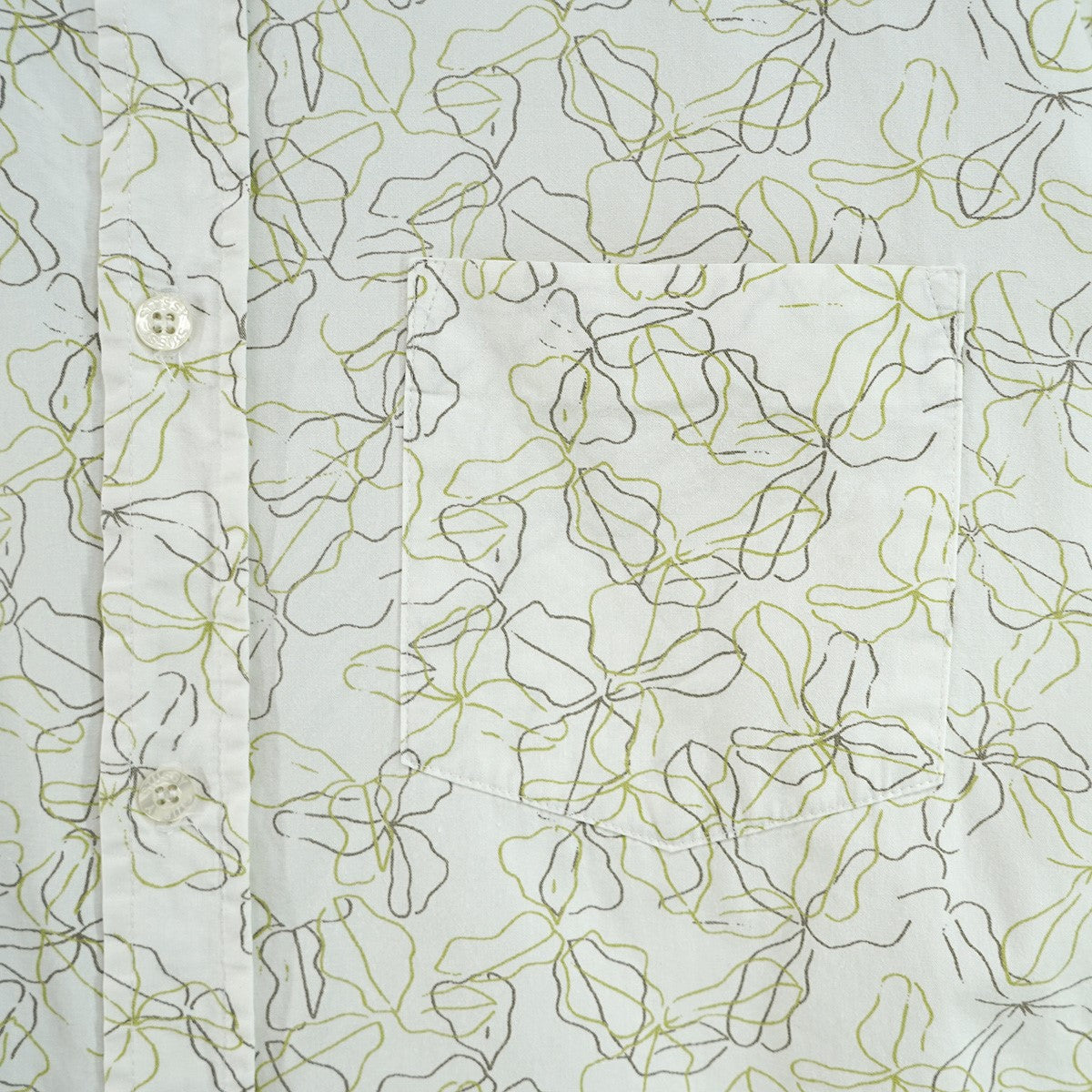 03SS FLOWER PATTERN SHIRT オールドステューシー OLD STUSSYラインアート 線画 花 フラワー 総柄 ポケット ロゴ ピスタグ 半袖 シャツ