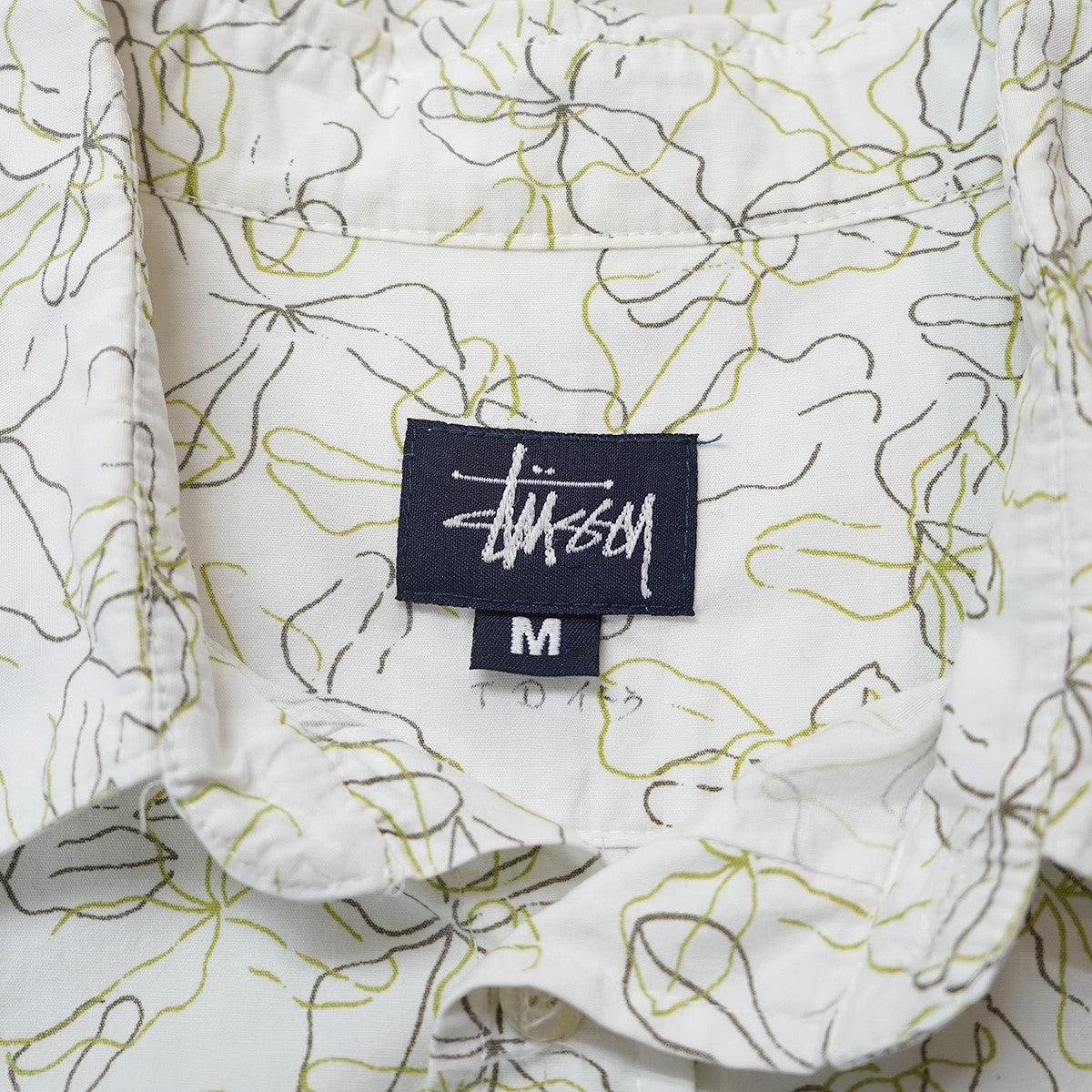 03SS FLOWER PATTERN SHIRT オールドステューシー OLD STUSSYラインアート 線画 花 フラワー 総柄 ポケット ロゴ ピスタグ 半袖 シャツ