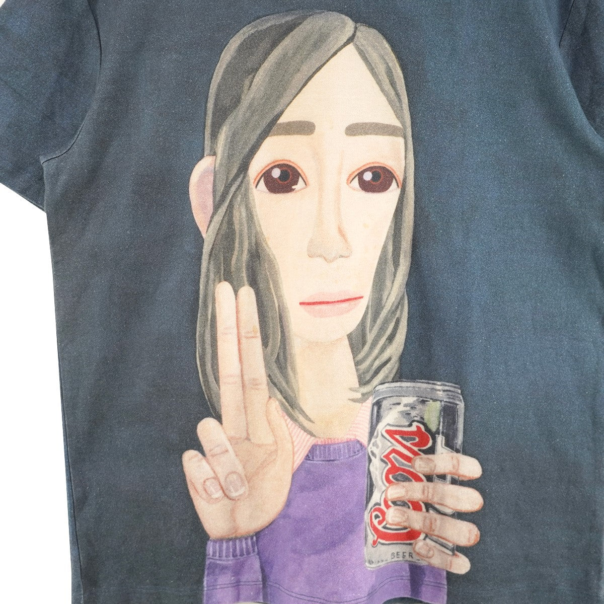 13SS × Brian Calvinoors Coors Girl／Peace ＆ Soda T-Shirtウォッシュ加工 ブライアン・カルヴィン 少女 缶 インクジェットプリント 半袖 Tシャツ