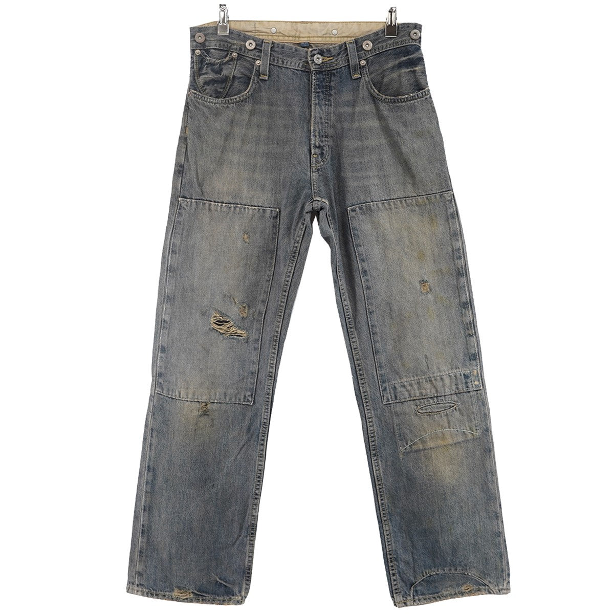 08AW WORKMAN‘S MANUFACTURING CO． MINER’S REPAIRED DENIM WORK PANTSリアル加工 キャンドルポケット サスペンダーボタン デニム パンツ