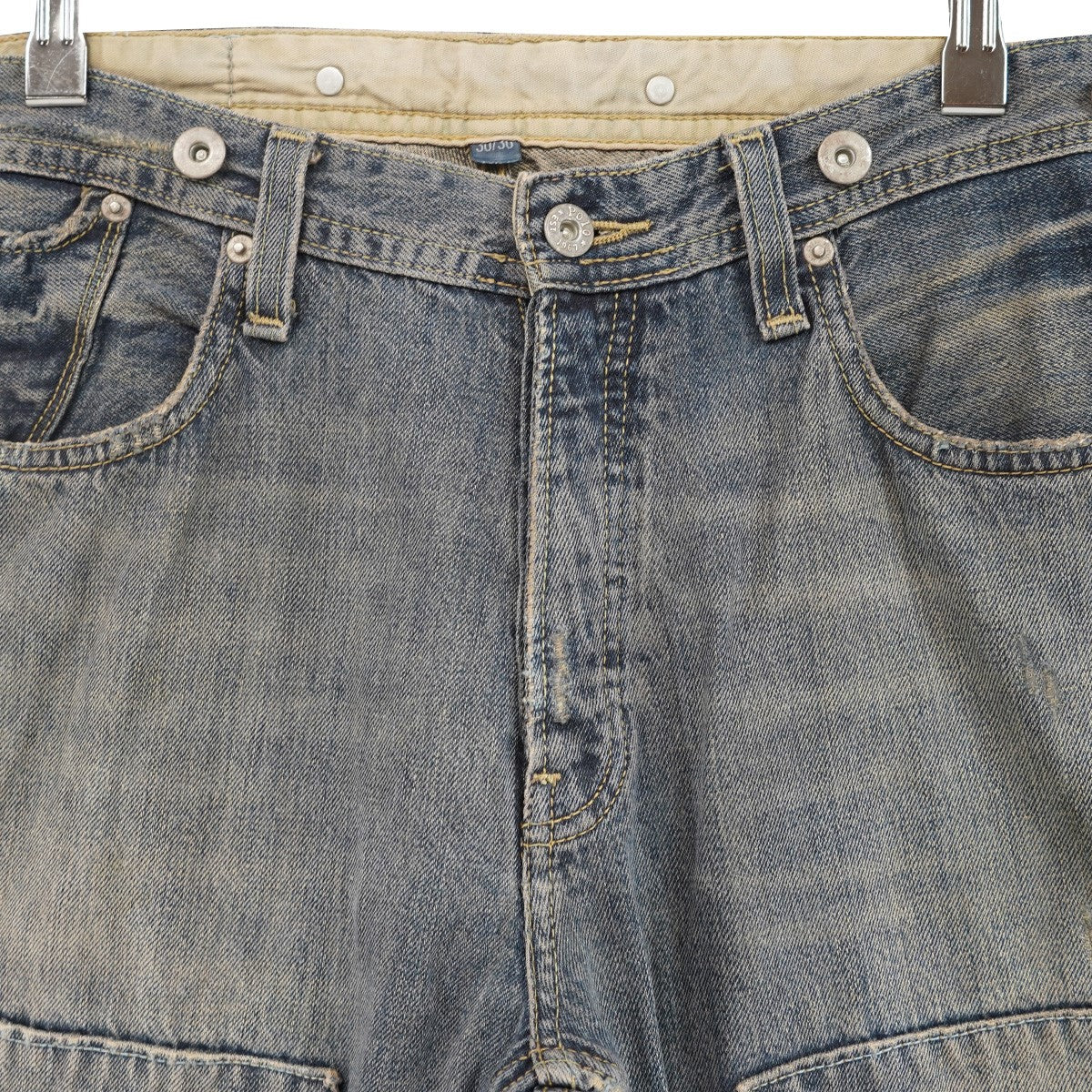 08AW WORKMAN‘S MANUFACTURING CO． MINER’S REPAIRED DENIM WORK PANTSリアル加工 キャンドルポケット サスペンダーボタン デニム パンツ