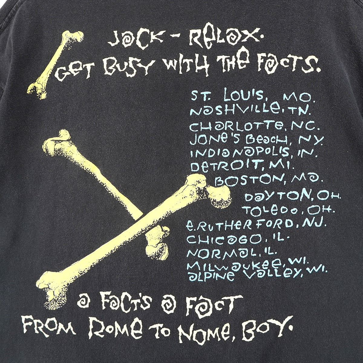 VINTAGE 90s RUSH Roll the Bones 1991 Artwork by PUSHEADラッシュ 北米ツアー スカル 骸骨 ダイス サイコロ リリック プリント 半袖 Tシャツ 古着・中古-4枚目のアイテム画像