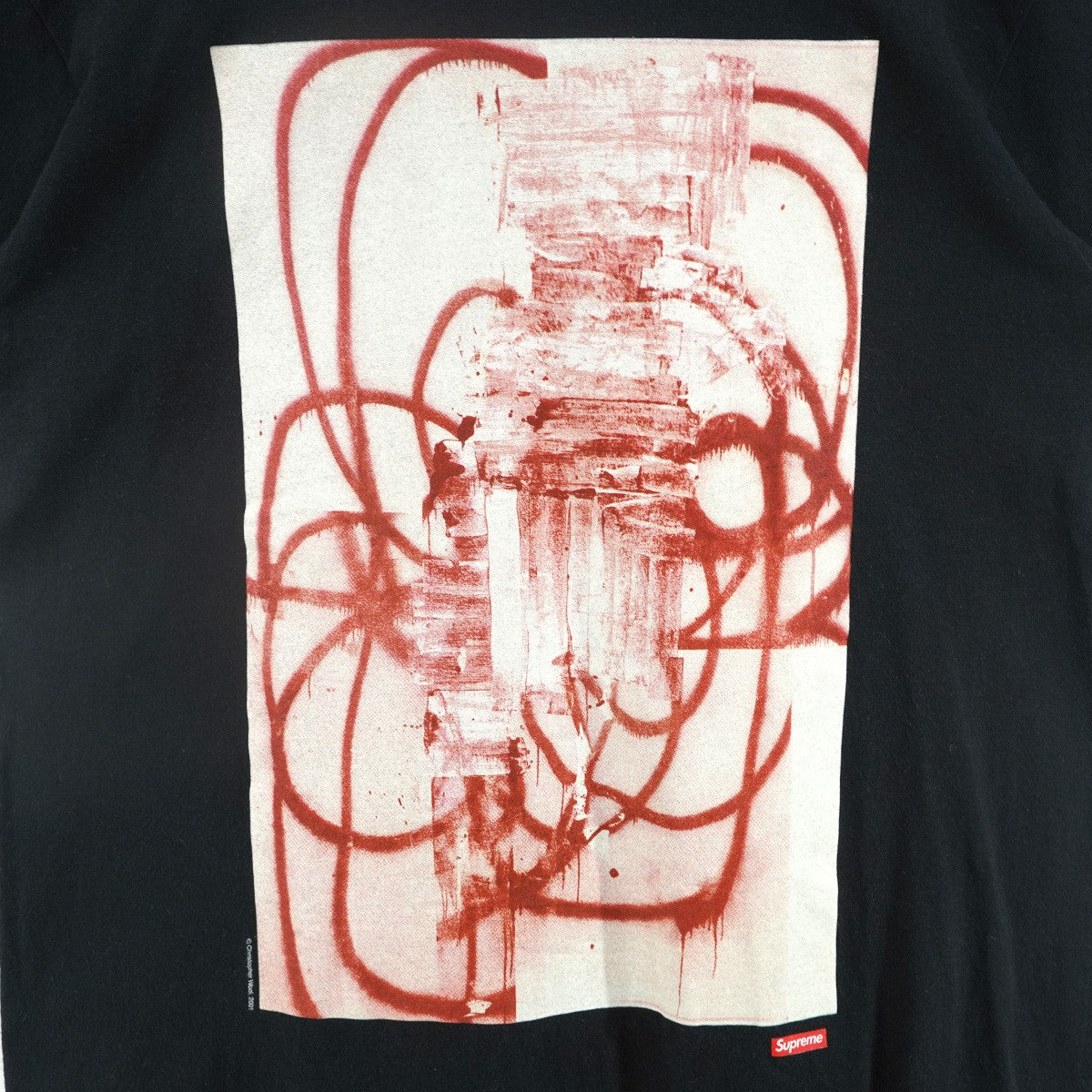 Supreme 21AW Christopher Wool 2001 Tee Untitled， 2001クリストファー・ウール アブストラクト 抽象画 アートワーク スモール ボックスロゴ 半袖 Tシャツ 古着・中古-2枚目のアイテム画像