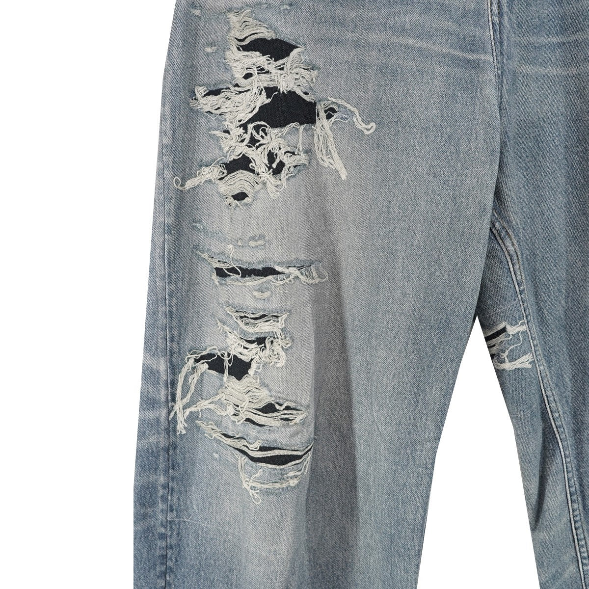 BALENCIAGA 23AW Trompe L’?il Jeans デムナ期トロンプルイユ ダメージ デニム バギー ワイド ストレート スウェット ジーンズ パンツ 古着・中古-3枚目のアイテム画像