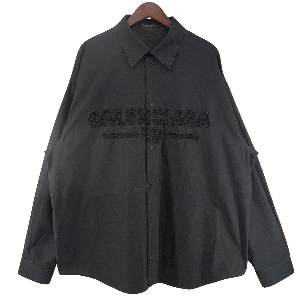 BALENCIAGA 24AW BB PATCH OVERSIZED SHIRT IN BLACKロゴ パッチ オーバーサイズ シャツ 古着・中古-1枚目のアイテム画像