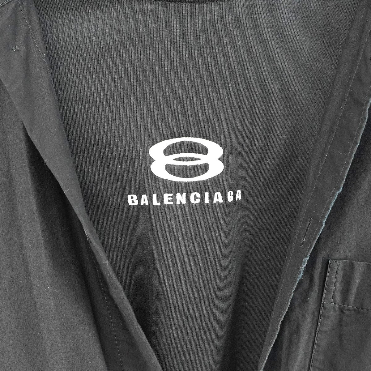 BALENCIAGA 24AW Unity Sports Icon Layered Shirt Oversizedデストロイ ダメージ 加工 ロゴ Tシャツ ドッキング レイヤード オーバーサイズ シャツ 古着・中古-2枚目のアイテム画像