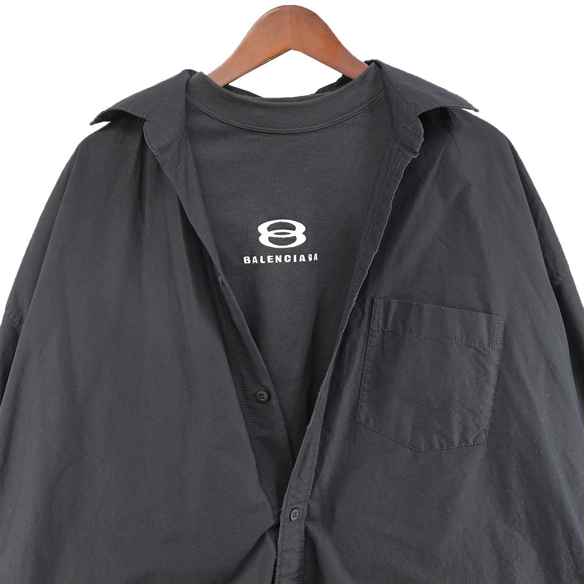BALENCIAGA 24AW Unity Sports Icon Layered Shirt Oversizedデストロイ ダメージ 加工 ロゴ Tシャツ ドッキング レイヤード オーバーサイズ シャツ 古着・中古-3枚目のアイテム画像