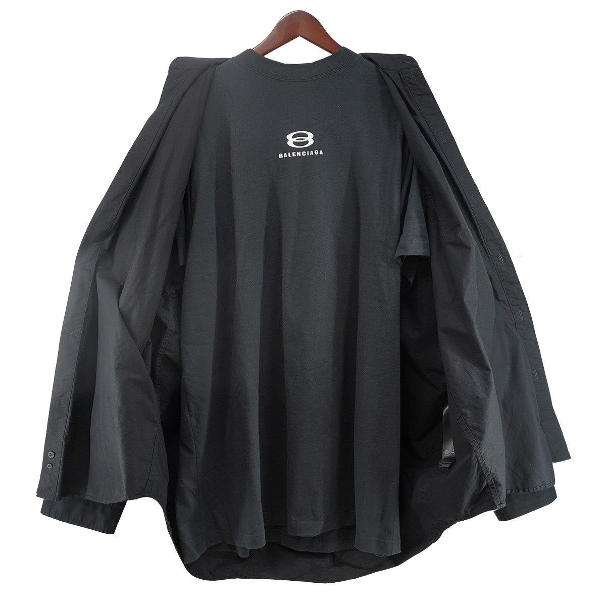BALENCIAGA 24AW Unity Sports Icon Layered Shirt Oversizedデストロイ ダメージ 加工 ロゴ Tシャツ ドッキング レイヤード オーバーサイズ シャツ 古着・中古-5枚目のアイテム画像