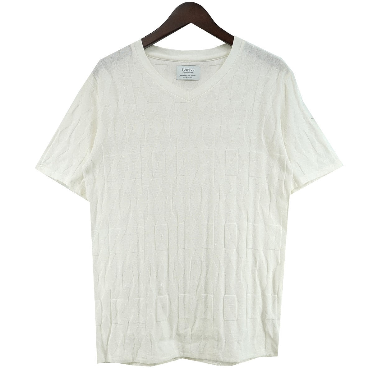 パネルリンクス 幾何学模様 ジャガード  Vネック 半袖 Tシャツ