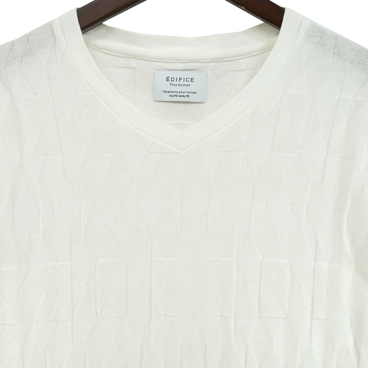 パネルリンクス 幾何学模様 ジャガード  Vネック 半袖 Tシャツ