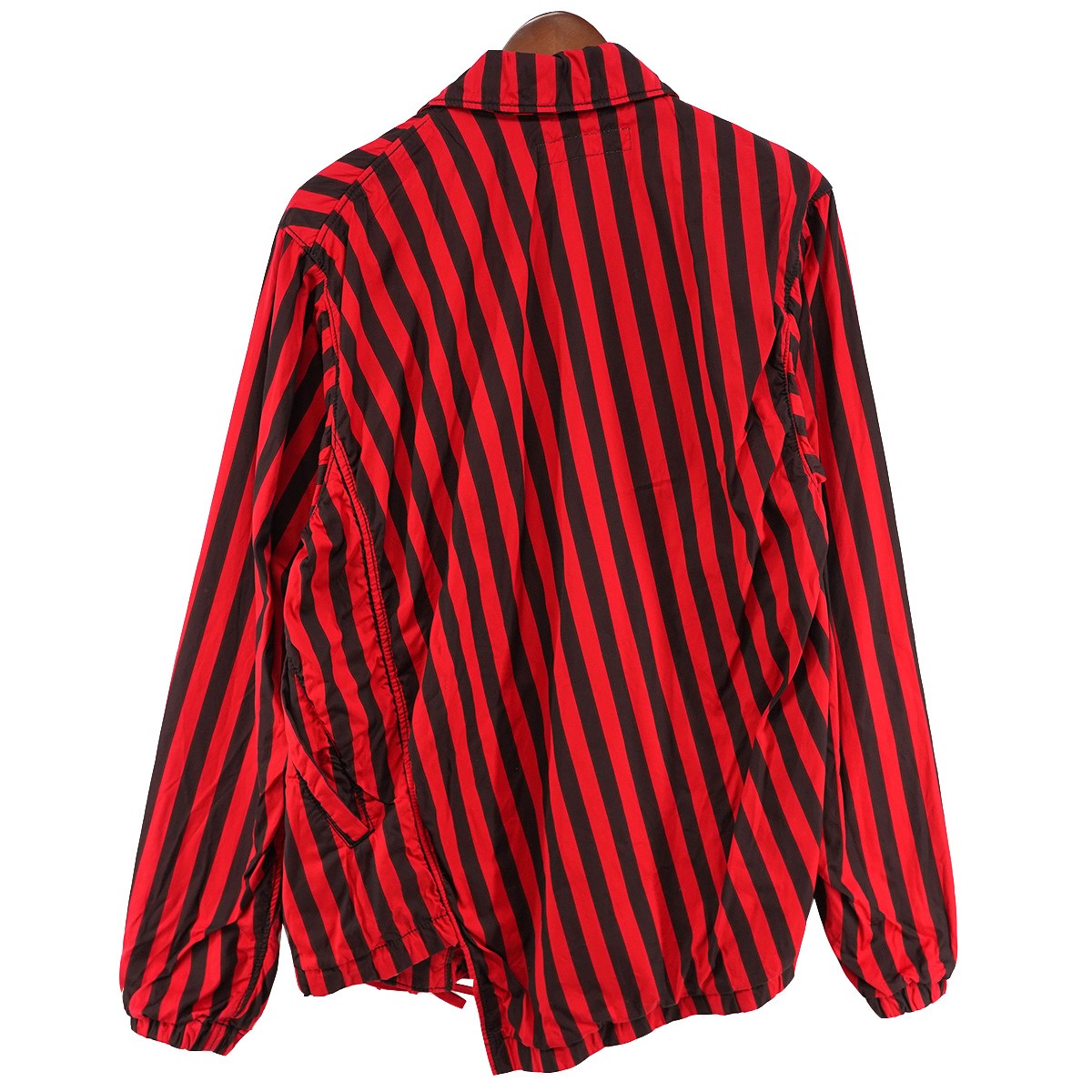 22SS Twisted Striped Coach Jacket ねじれ加工 アシンメトリーボールドストライプ ドローコード スナップボタン ブルゾン コーチ ジャケット