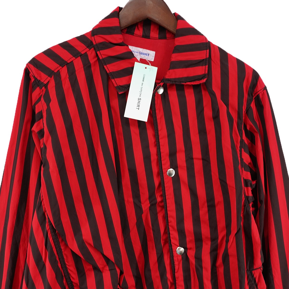 22SS Twisted Striped Coach Jacket ねじれ加工 アシンメトリーボールドストライプ ドローコード スナップボタン ブルゾン コーチ ジャケット