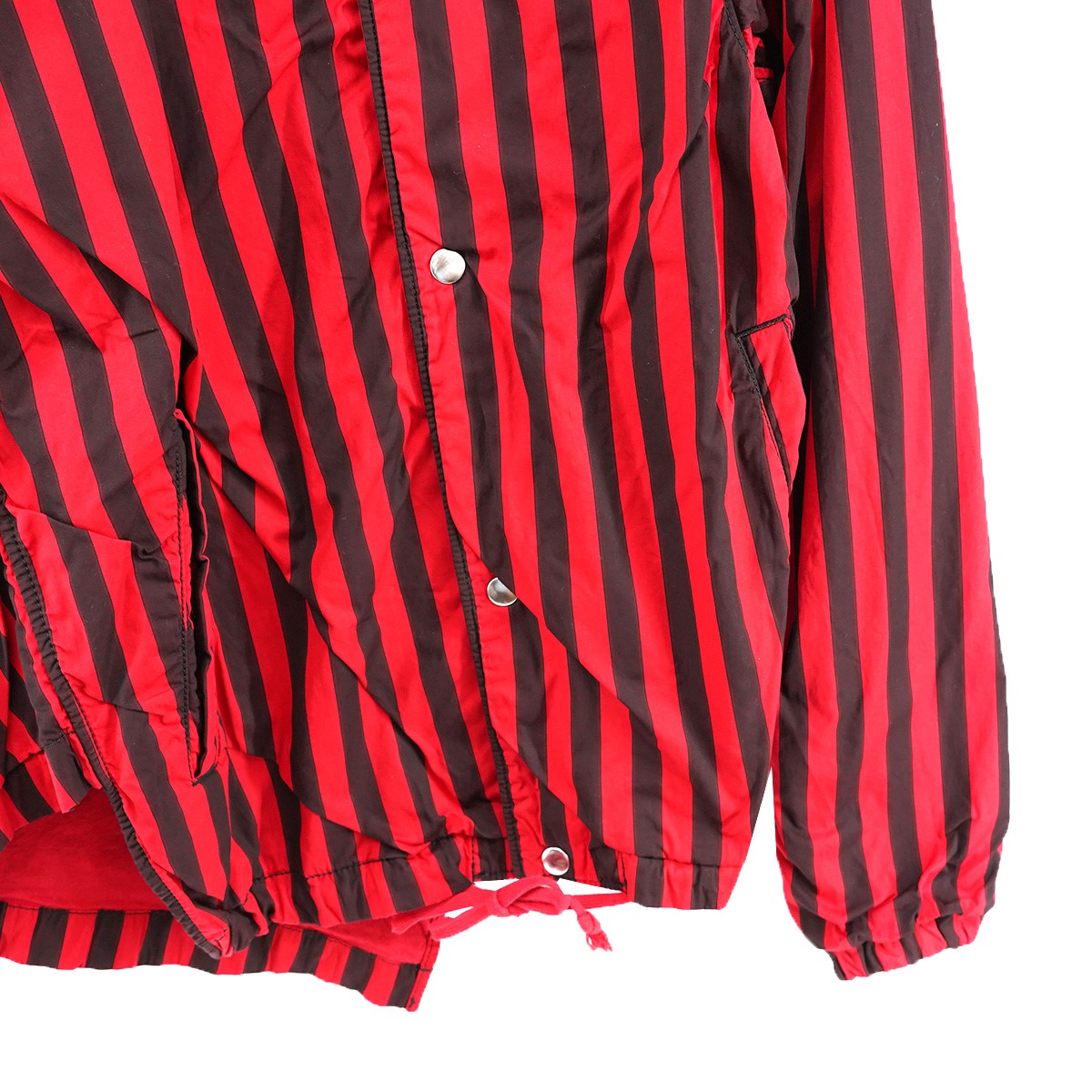 22SS Twisted Striped Coach Jacket ねじれ加工 アシンメトリーボールドストライプ ドローコード スナップボタン ブルゾン コーチ ジャケット