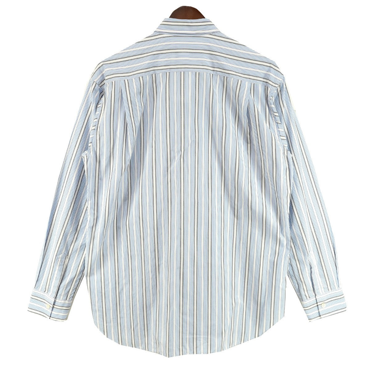 24AW ウェーブ パッチワーク ストライプ 切替 長袖 シャツ