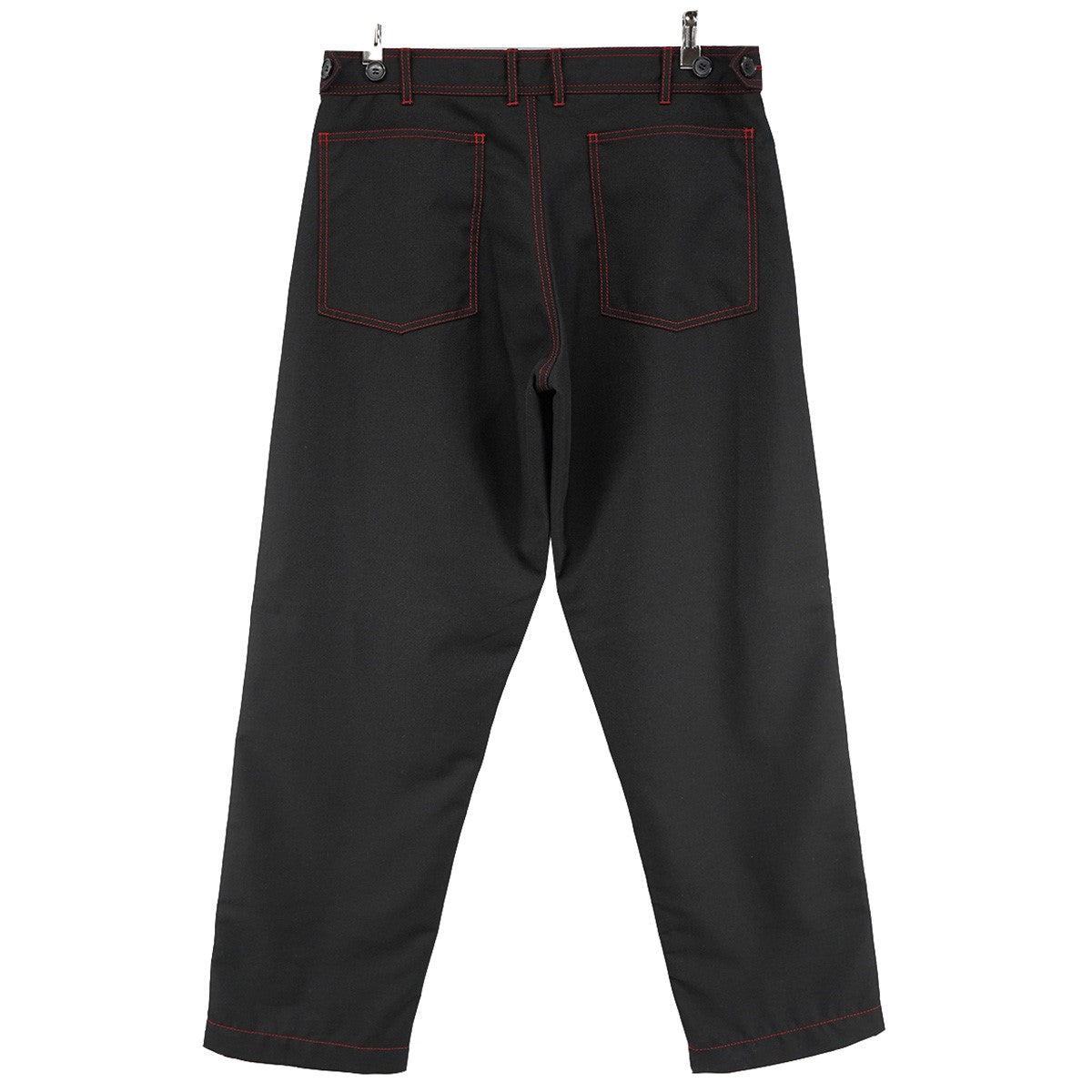22SS Stitched Pants 製品染め レッド ステッチ切替 リラックスフィット テーパード ワーク パンツ