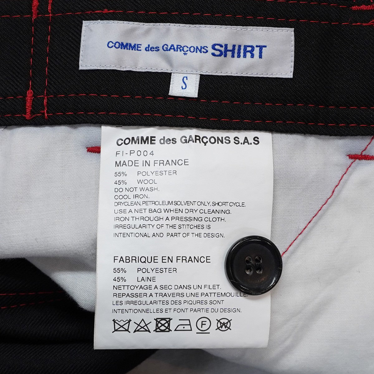 22SS Stitched Pants 製品染め レッド ステッチ切替 リラックスフィット テーパード ワーク パンツ