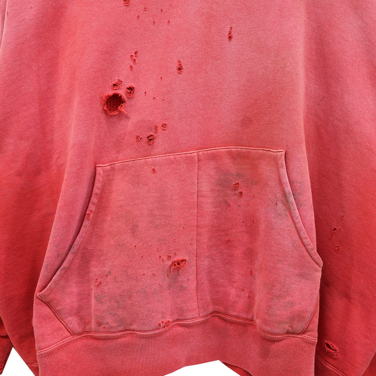 24AW GRUNGE DOUBLE FACE HOODIE (RED) ヴィンテージ Vintage ダメージ加工ダブルフェイス フーディー パーカー