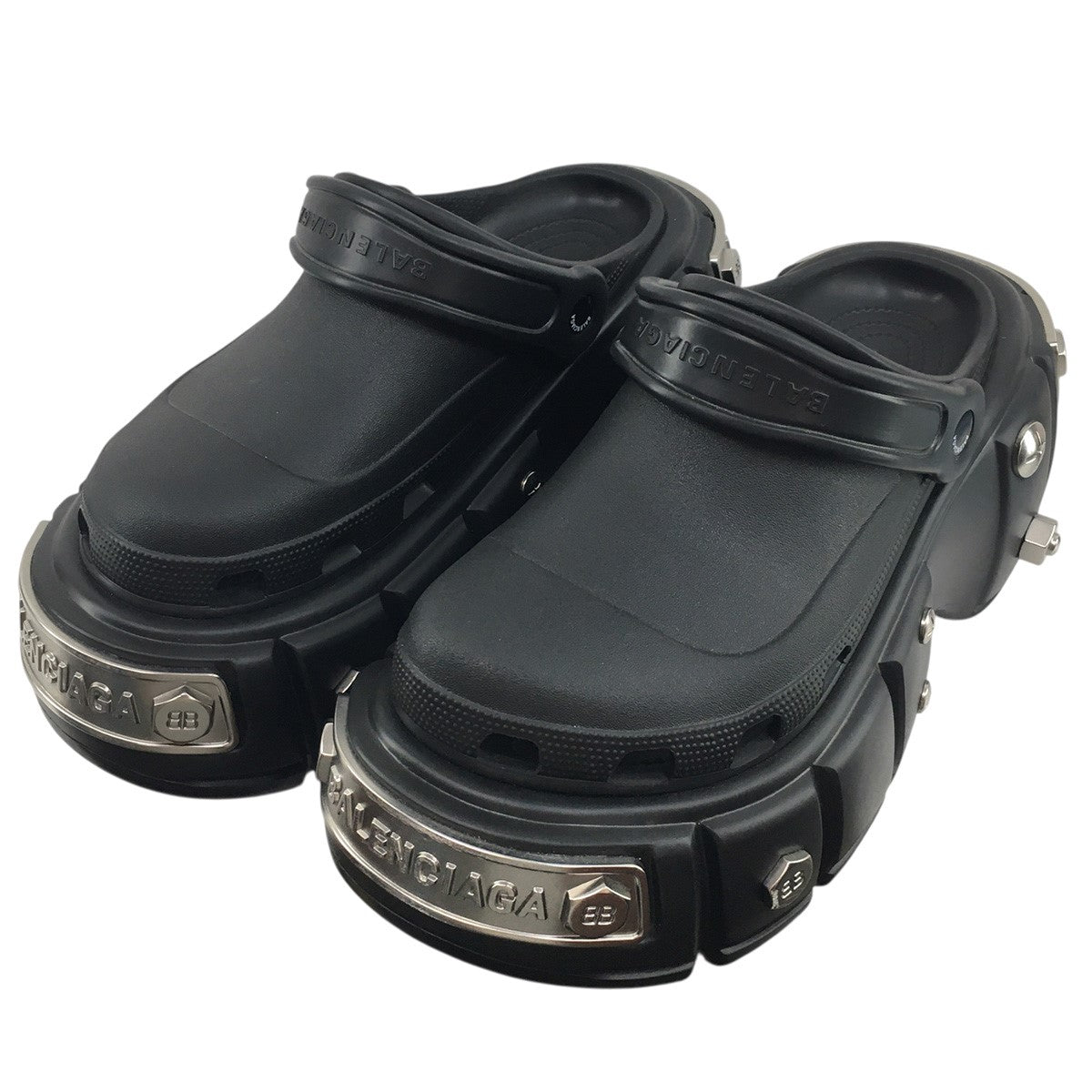 Crocs x Balenciaga Hardcrocs Slide コラボメタル プレート ロゴ 厚底 ハードクロックス サンダル