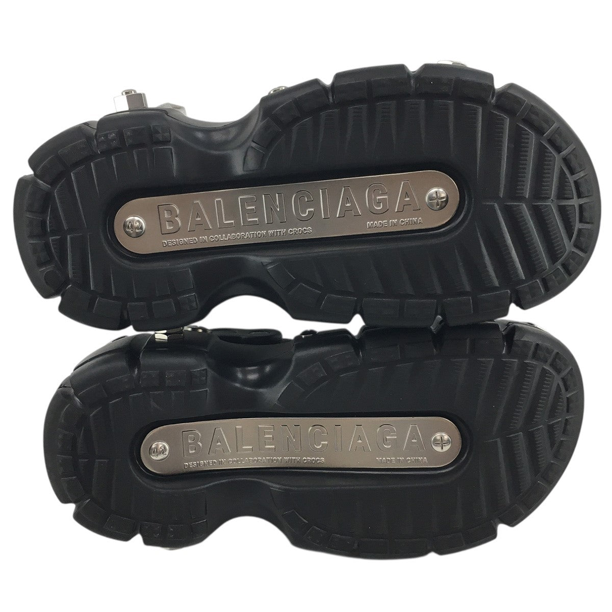 Crocs x Balenciaga Hardcrocs Slide コラボメタル プレート ロゴ 厚底 ハードクロックス サンダル