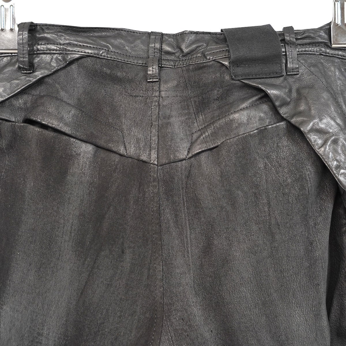 16AW [ beast; ]期 STRETCH DEERSKIN DRAPED TROUSERSストレッチディアスキン 鹿革 アシンメトリー インダストリアル スキニー レザー パンツ