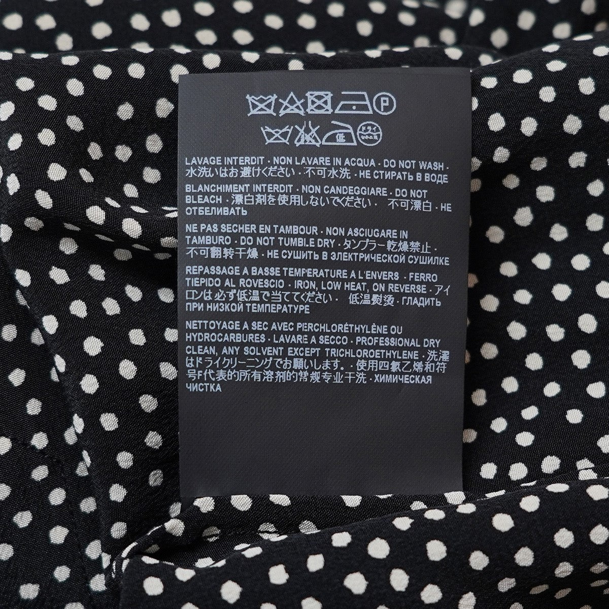 17AW ショートスリーブ クラシック サンローラン シャツポルカドット クレープ・ド・シヌシルク ポインテッドカラー 半袖 シャツ