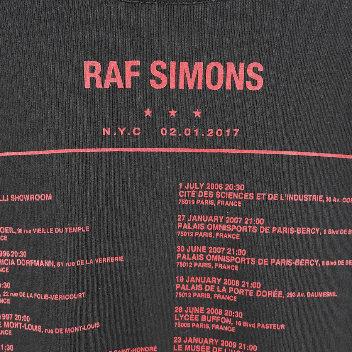 17AW TOUR T-SHIRTS AMERICAアメリカ オフィス住所 WEST 39 N．Y．C 10018 ツアーT オマージュ 半袖 Tシャツ