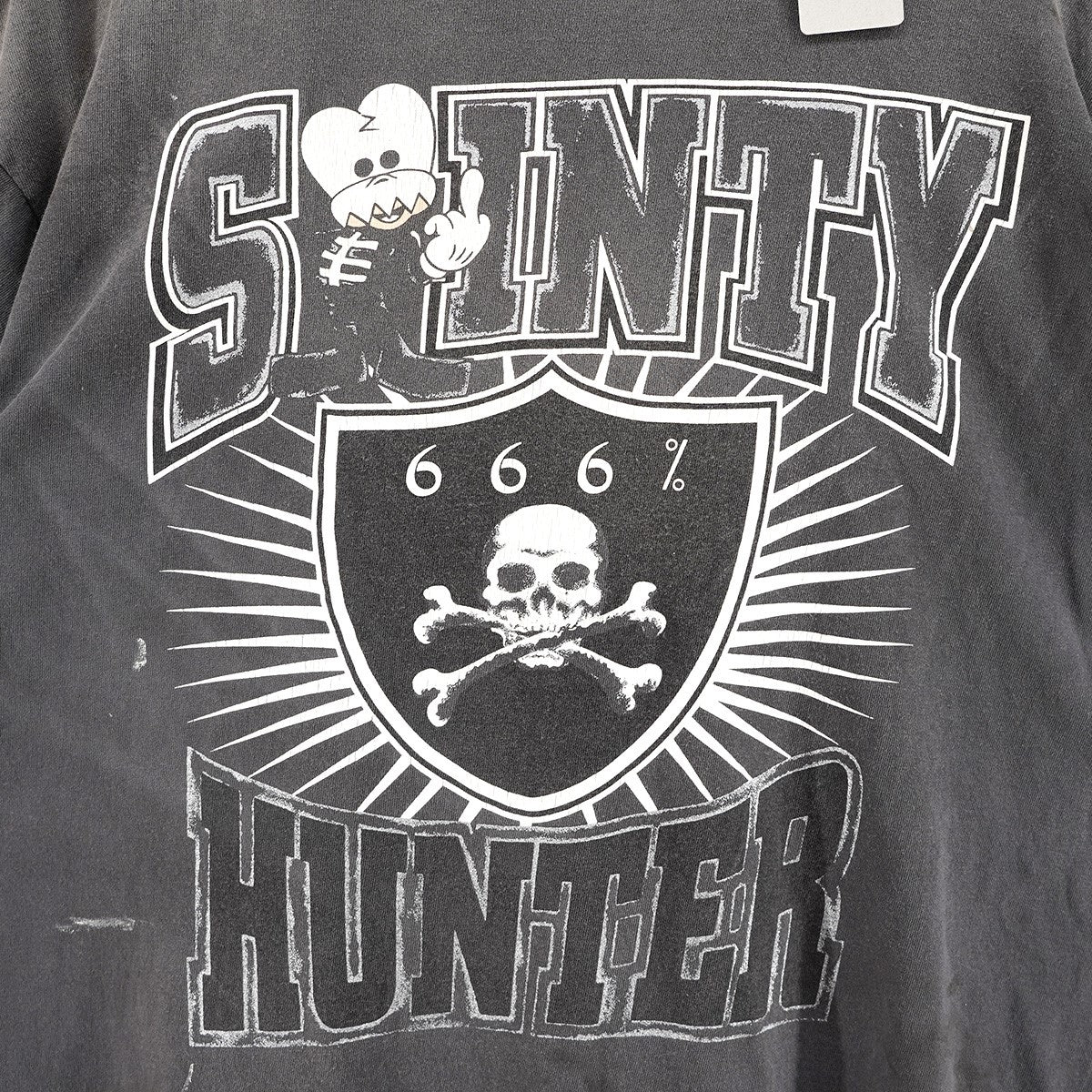 26SS×BOUNTY HUNTER BH SS T-SHIRT／SAINTY HUNTER コラボヴィンテージ加工 スカルくん ドクロ 666 オークランド・レイダース オマージュ ロゴ Tシャツ