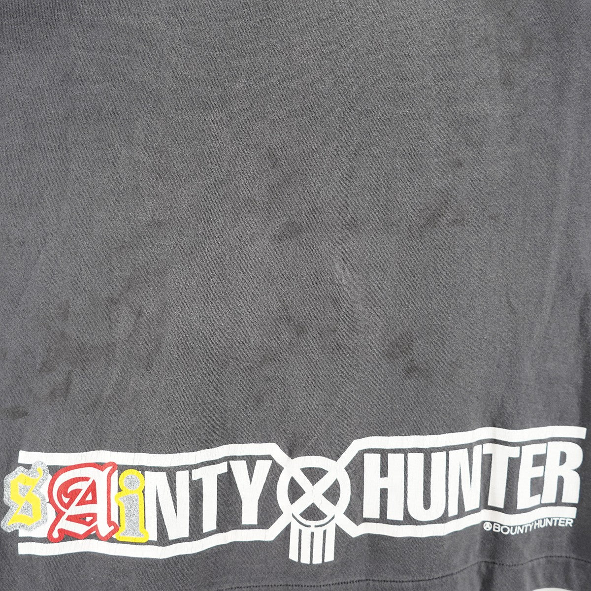 26SS×BOUNTY HUNTER BH SS T-SHIRT／SAINTY HUNTER コラボヴィンテージ加工 スカルくん ドクロ 666 オークランド・レイダース オマージュ ロゴ Tシャツ