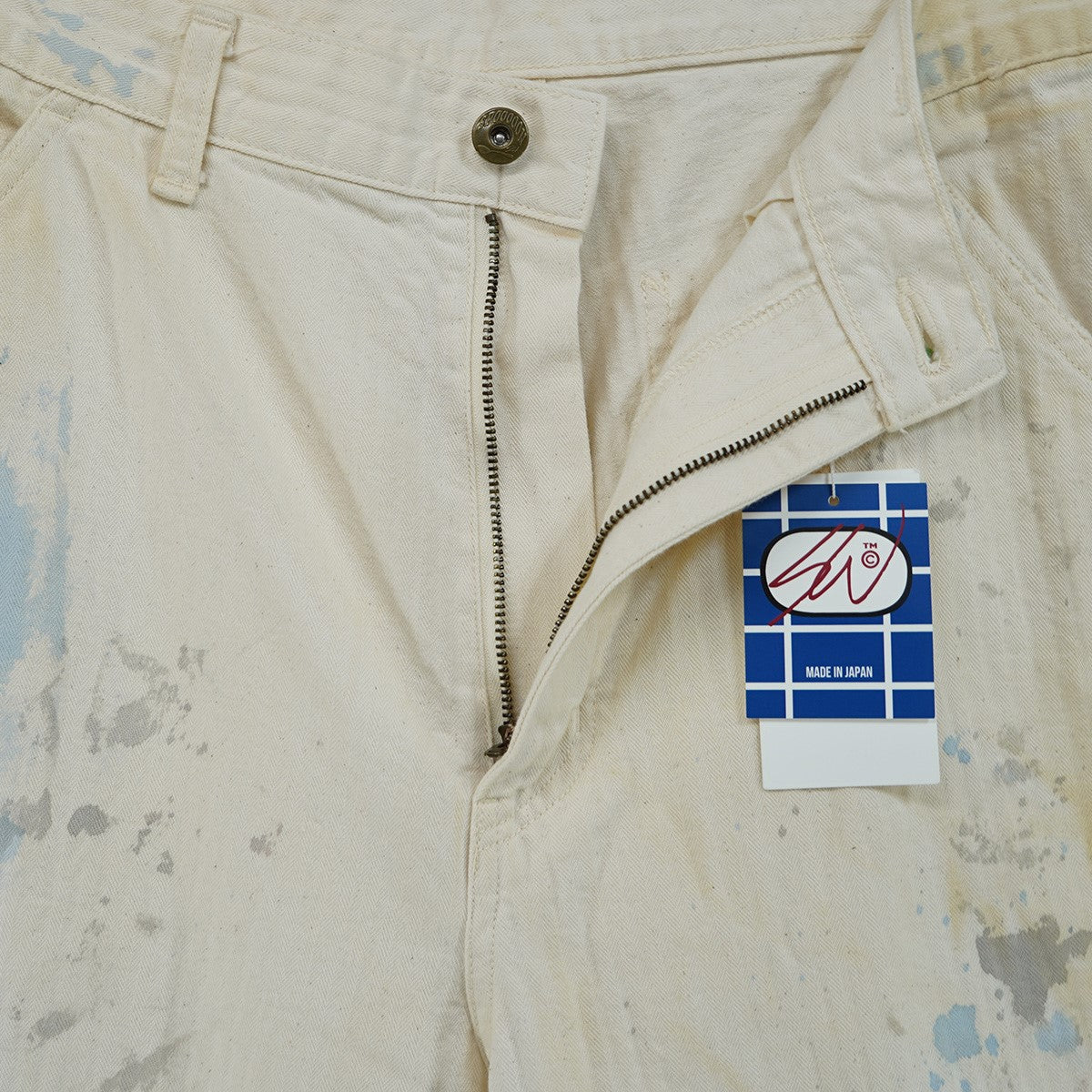 25AW HB PANTS SWJP ヘリンボン生地 ダメージ フェード ペイント加工マッドサイエンティスト ワイド カーペンター パンツ