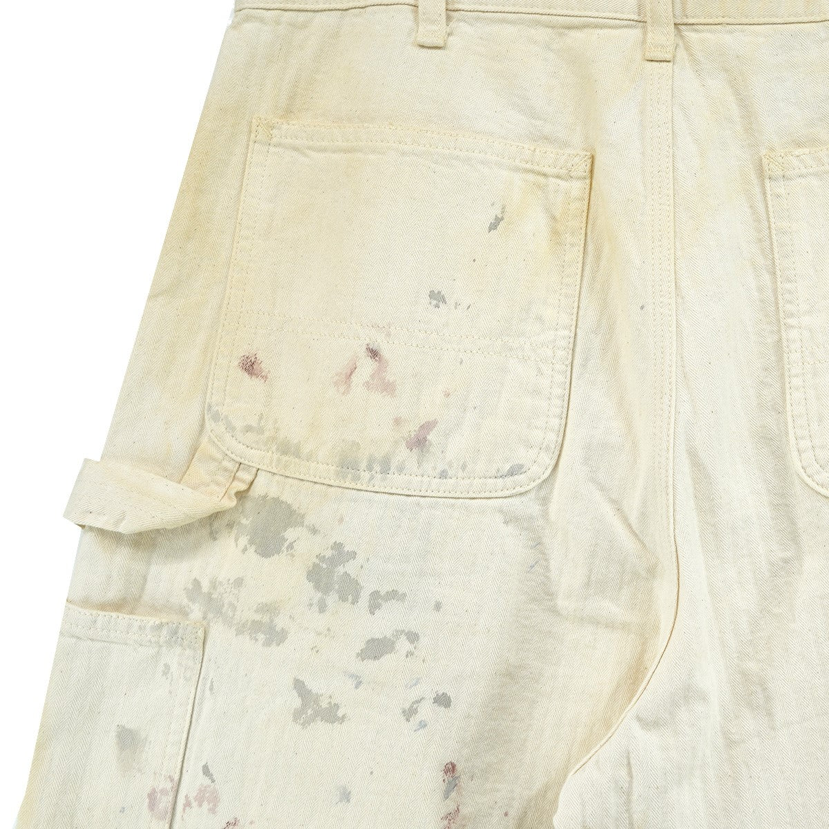 25AW HB PANTS SWJP ヘリンボン生地 ダメージ フェード ペイント加工マッドサイエンティスト ワイド カーペンター パンツ