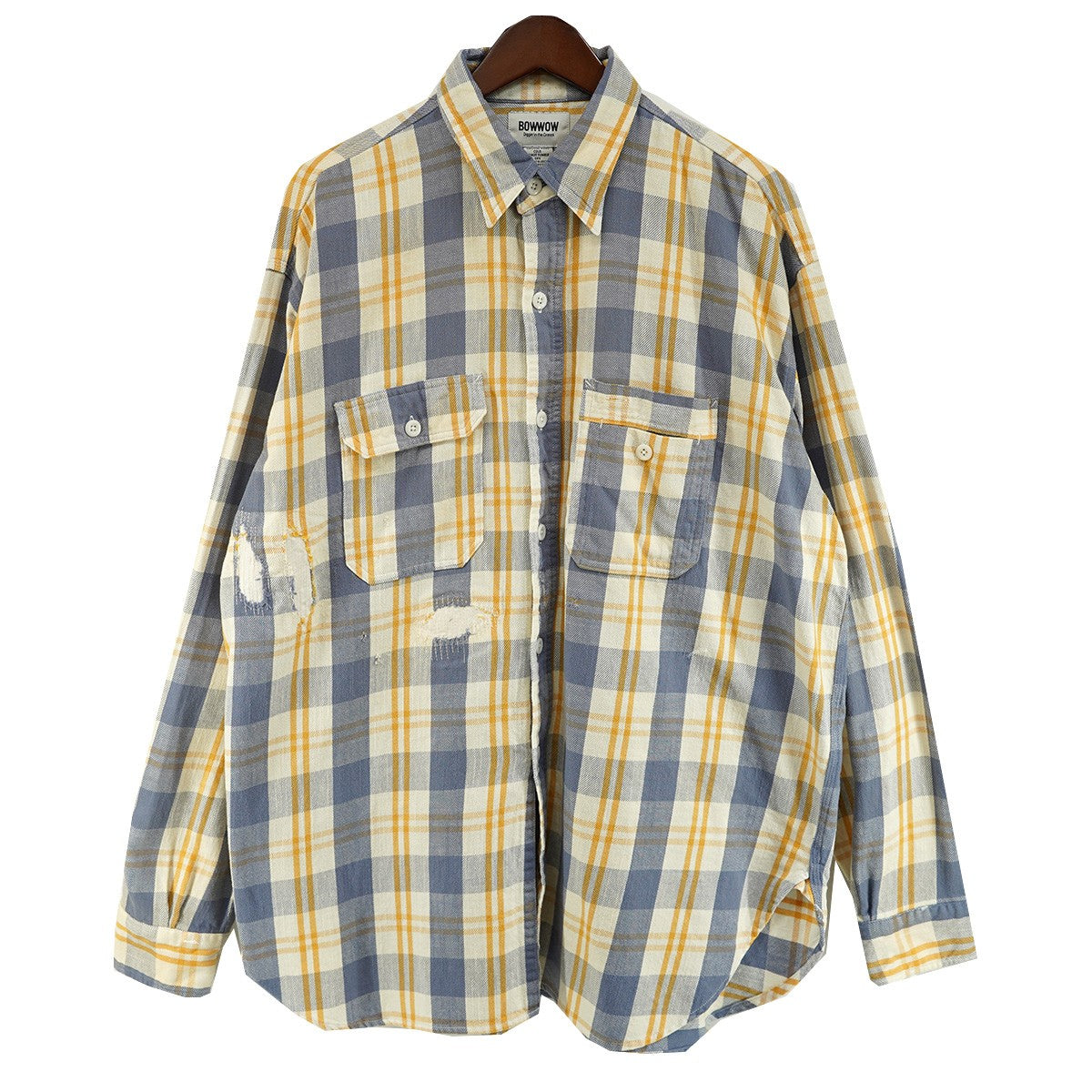UNIQUE POCKET CHECKED FLANNEL SHIRT AGEDユニーク エイジド ダメージ加工 チェック フランネル シャツ