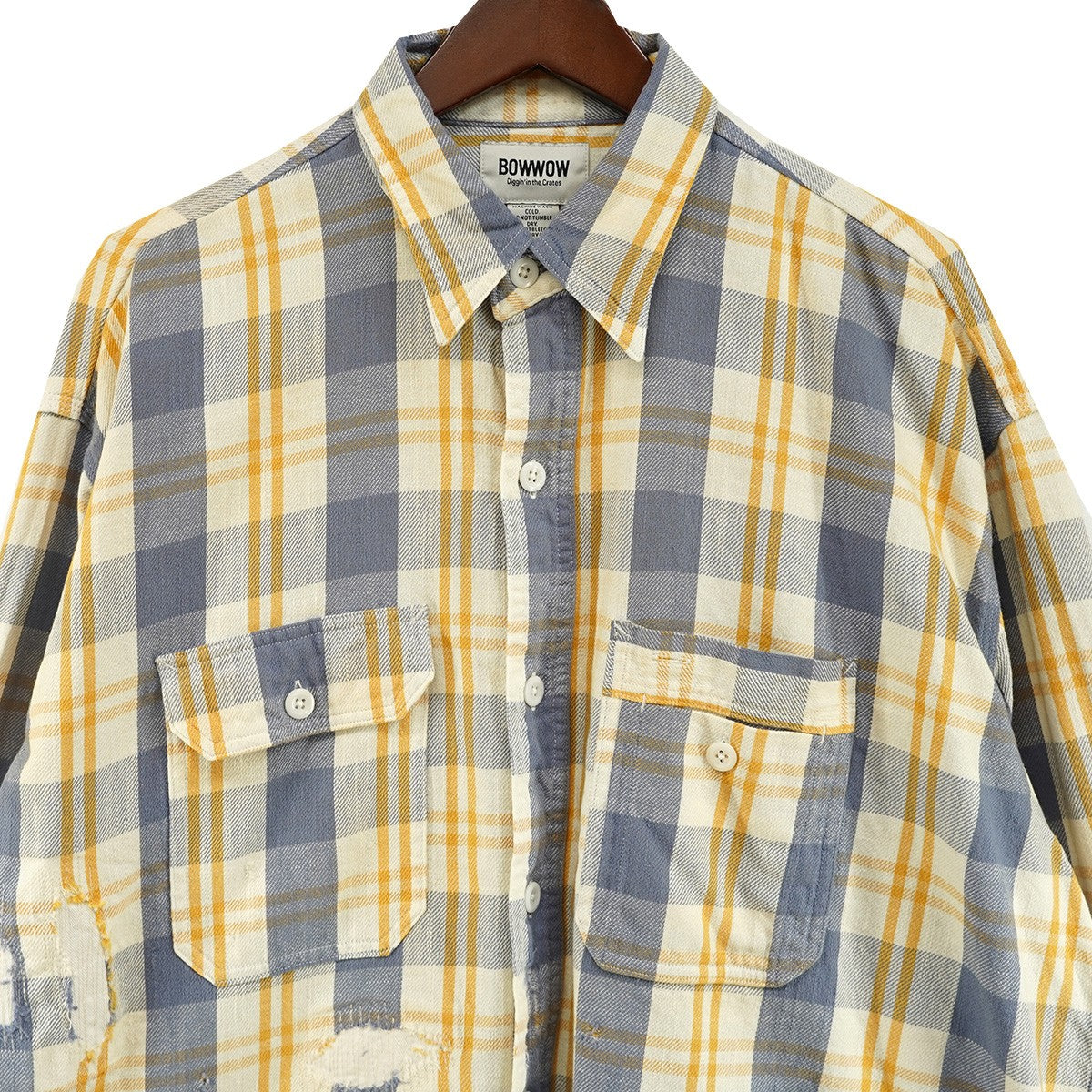 UNIQUE POCKET CHECKED FLANNEL SHIRT AGEDユニーク エイジド ダメージ加工 チェック フランネル シャツ