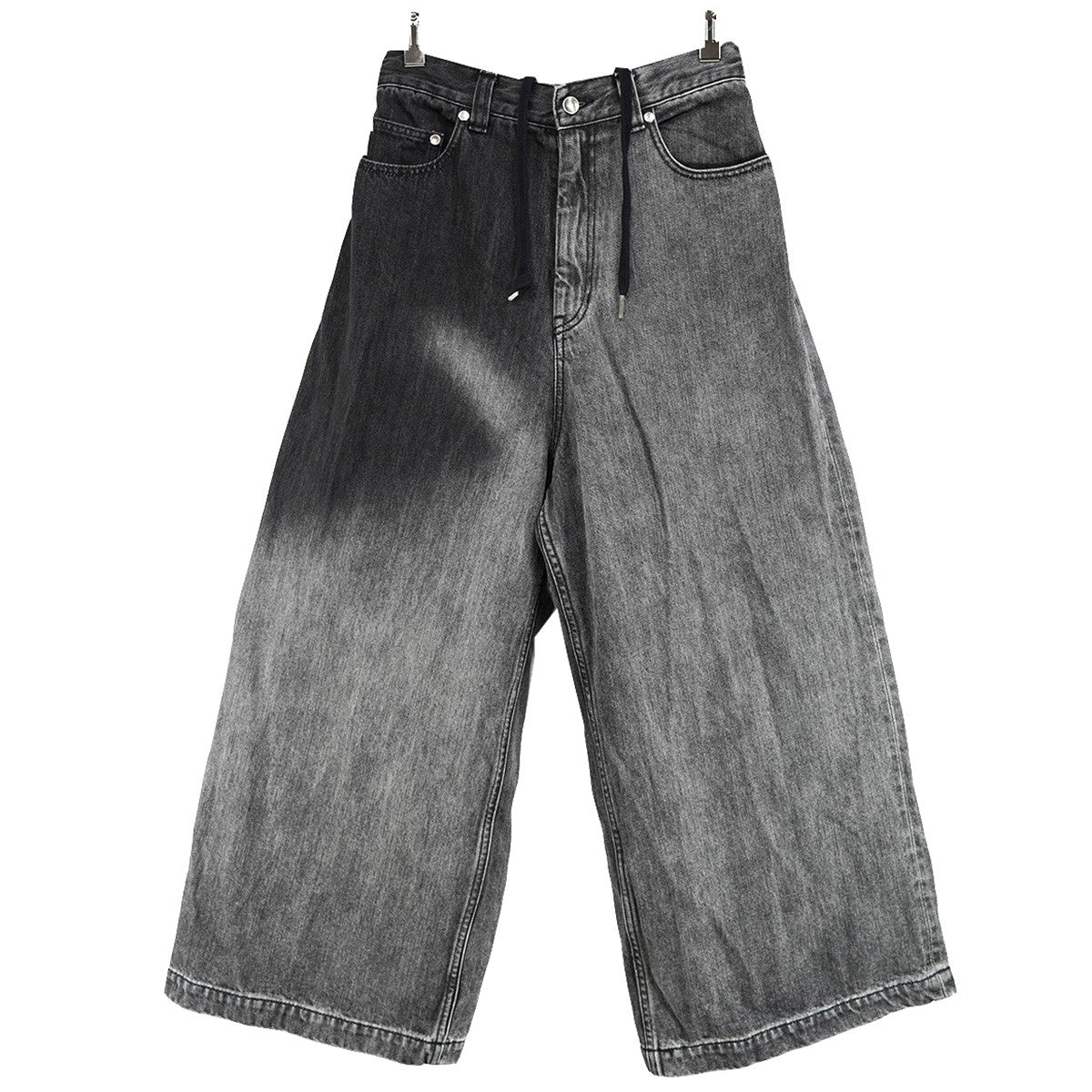 23AW Hyper Wide Denim Pants ツートーン・ブリーチ加工 経年加工 ドローコードドームリベット ハイパー ワイド バギー イージー ジーンズ デニム パンツ