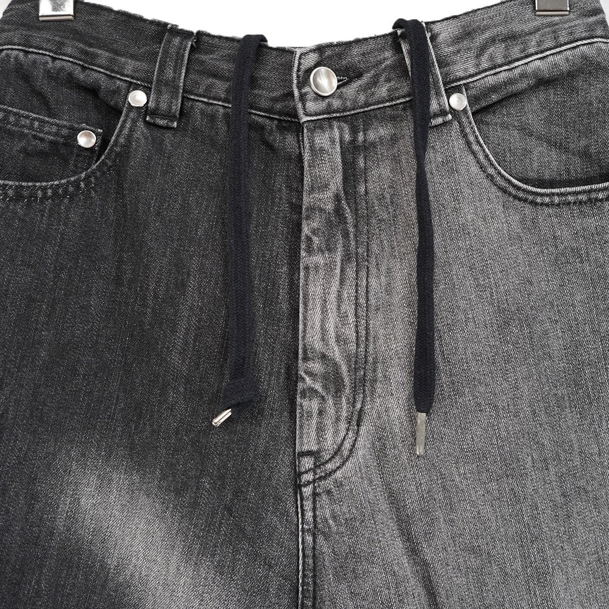 23AW Hyper Wide Denim Pants ツートーン・ブリーチ加工 経年加工 ドローコードドームリベット ハイパー ワイド バギー イージー ジーンズ デニム パンツ