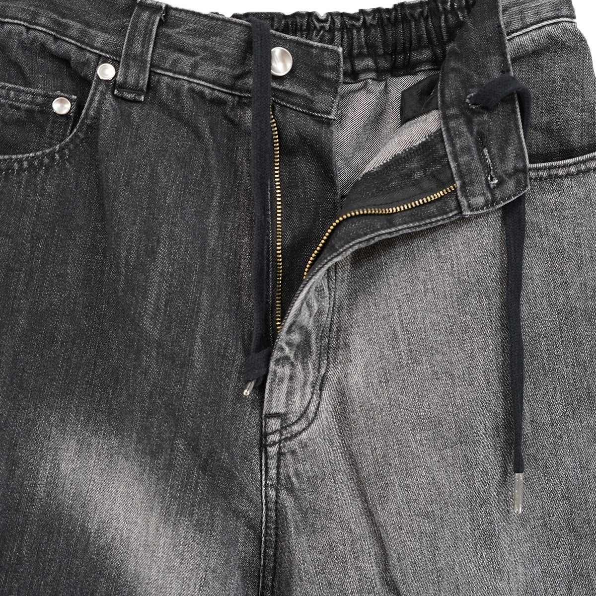 23AW Hyper Wide Denim Pants ツートーン・ブリーチ加工 経年加工 ドローコードドームリベット ハイパー ワイド バギー イージー ジーンズ デニム パンツ