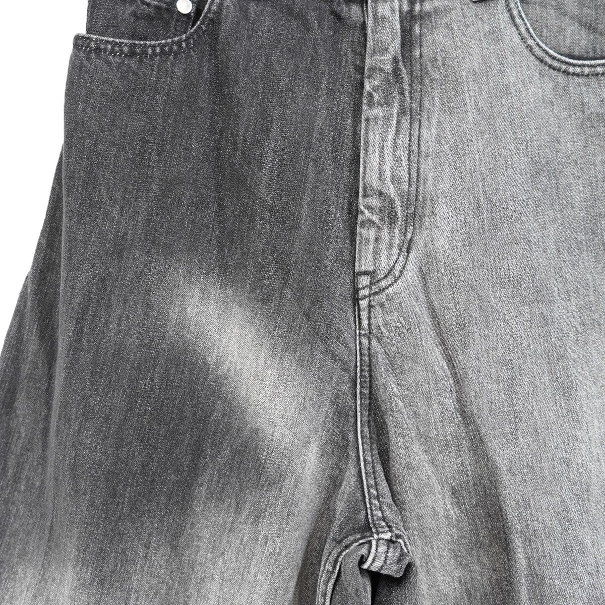 23AW Hyper Wide Denim Pants ツートーン・ブリーチ加工 経年加工 ドローコードドームリベット ハイパー ワイド バギー イージー ジーンズ デニム パンツ