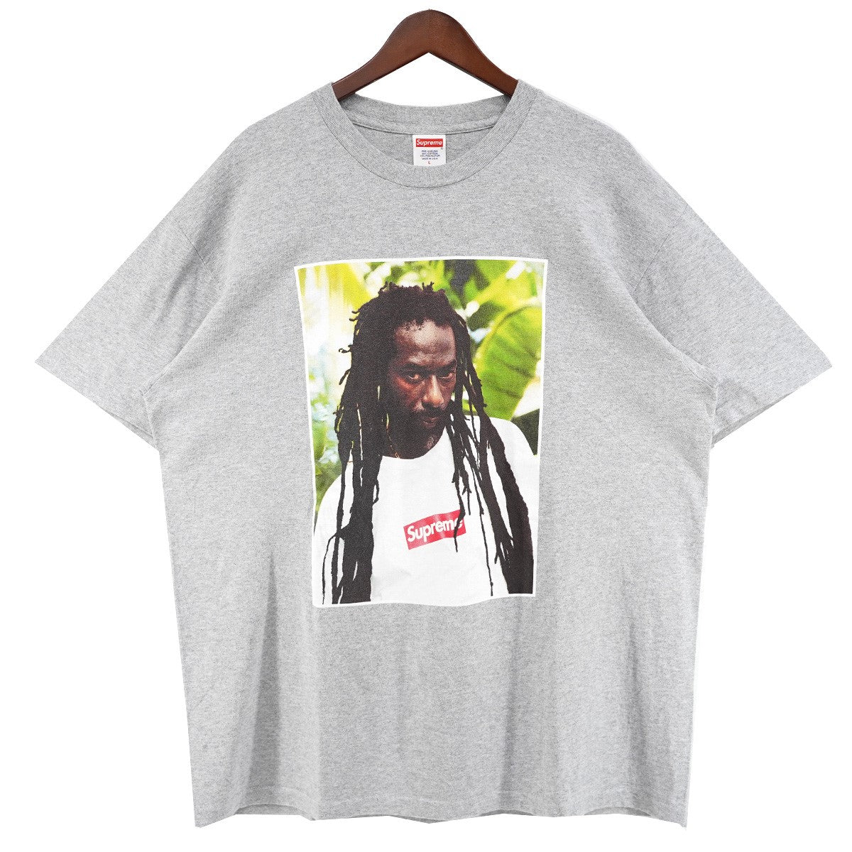 19SS Buju Banton Tee ブジュ・バントンレゲエ ダンスホール ボックス ロゴ  メッセージ バックプリント フォト Tシャツ