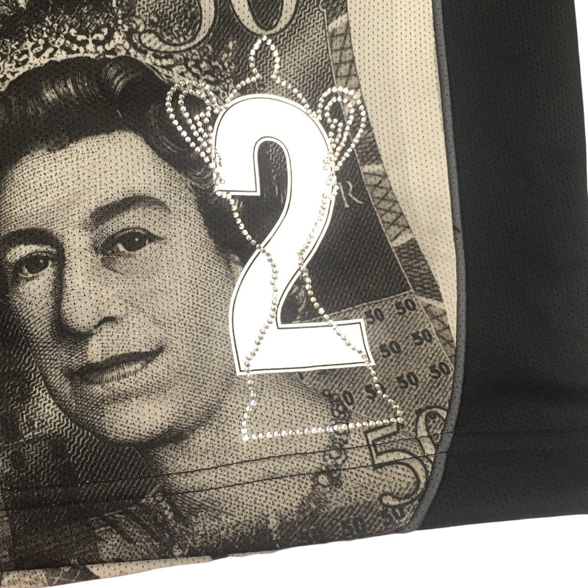 25AW Pounds Soccer Short ポンド紙幣 ロゴ WORLD FAMOUSワッペン 2 ナンバリング トロフィー ラインストーン サッカー ショーツ イージー ハーフ パンツ